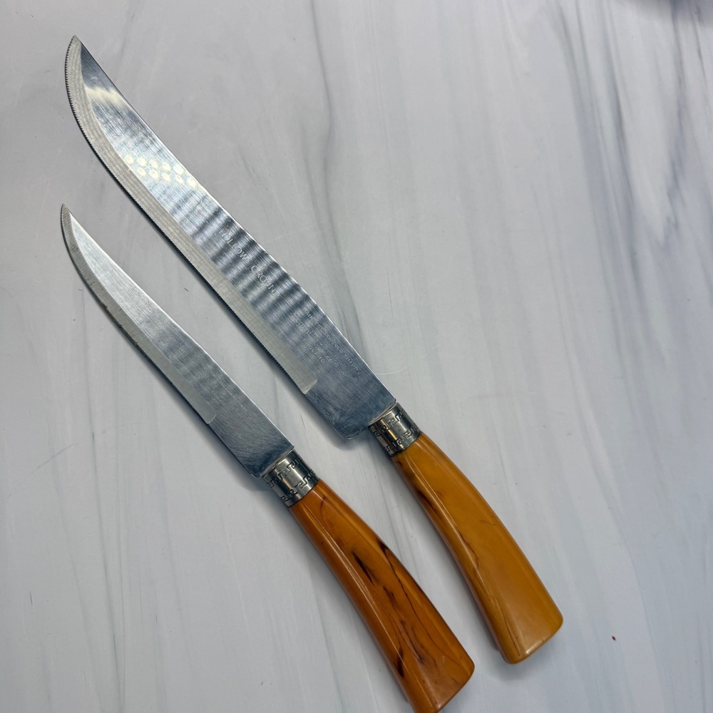Vintage Regent Sheffield England Knives Bakelite Style Handles 2pc Carving Set